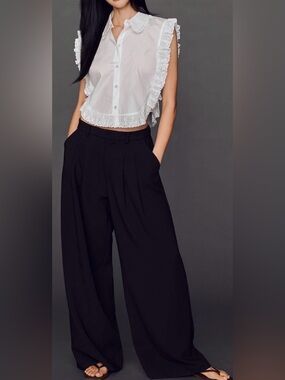 Maeve Cotton Ruffle Lace Top. Size M.  NWT